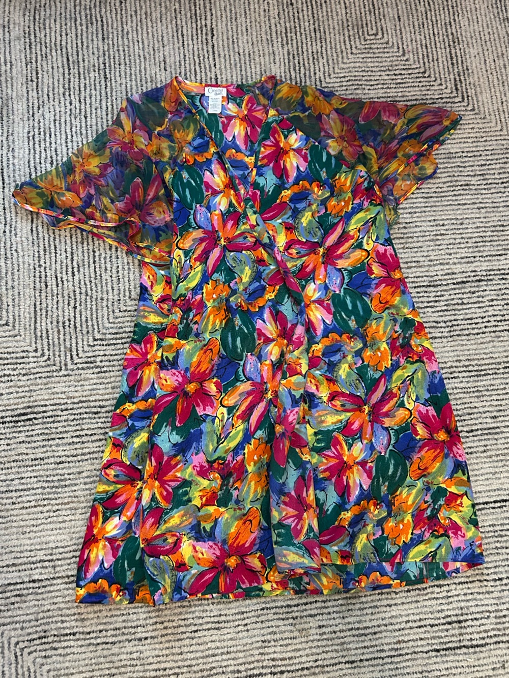 Vintage Cinema Etoile Floral Robe Vibrant Multi Floral Size Large Artsy boho